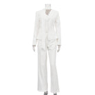 Langry fashion white tailored two-piece set with flared pants