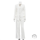 Langry fashion white tailored suit with flared pants and structured jacket