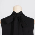 Retro langry tie bow black dress with floral design