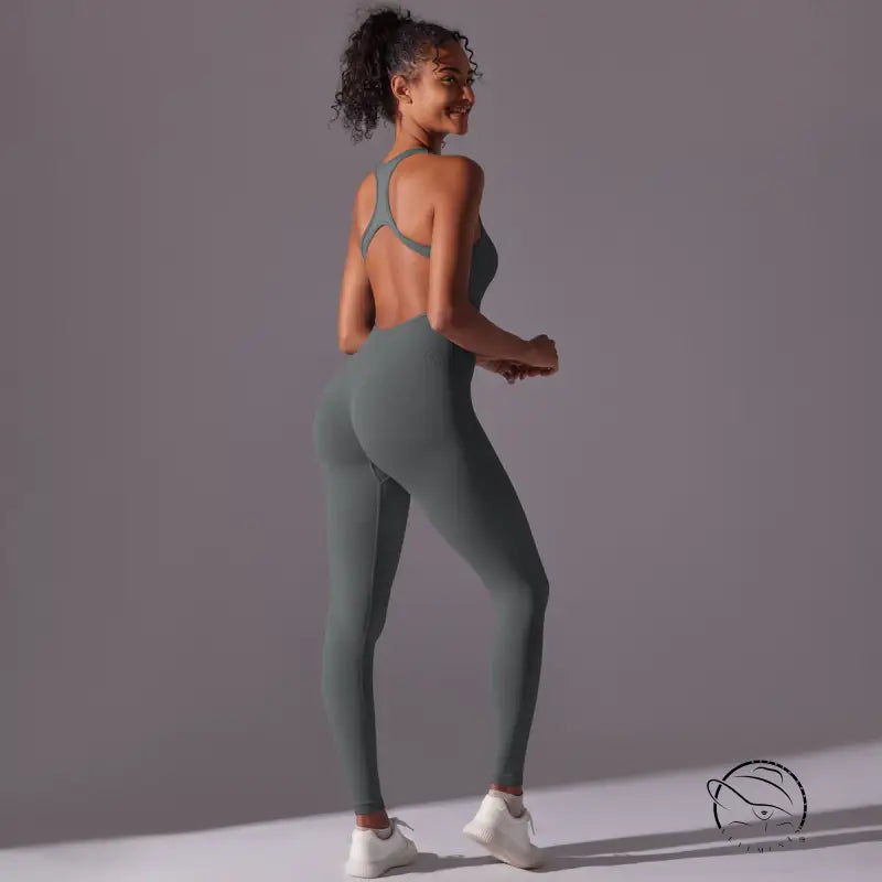 Spring Gym Seamless Shaping Yoga Jumpsuit Integrated Belly Contracting Close Fitting Sports Back one Piece