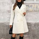 Elegant Pearl Fastener Decoration Wool Coat