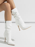 Leather Shoes Short High Heel Riding Boots