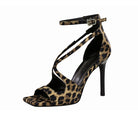 Langry fashion leopard print square high heel ankle strap sandal