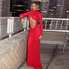 Stunning red langry cutout maxi dress in slim fit fashion