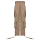 Khaki cargo pants from HIP HOP LOW WAIST DENIM PANTS collection featuring low waist design