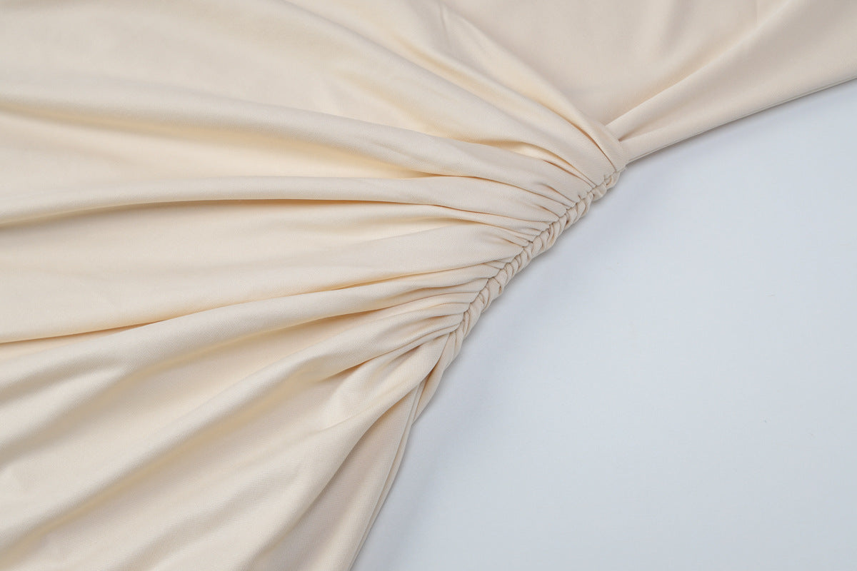 French Slim Fit Backless Button Dress