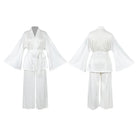 Langry white satin kimono robe with pants, fashion homewear set