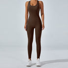 Sleek langry fashion yoga one piece jumpsuit in brown
