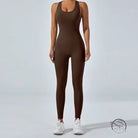 Sleek langry fashion yoga one piece jumpsuit in brown ملابس