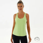Woman in light green yoga breathable Langry fashion tank top
