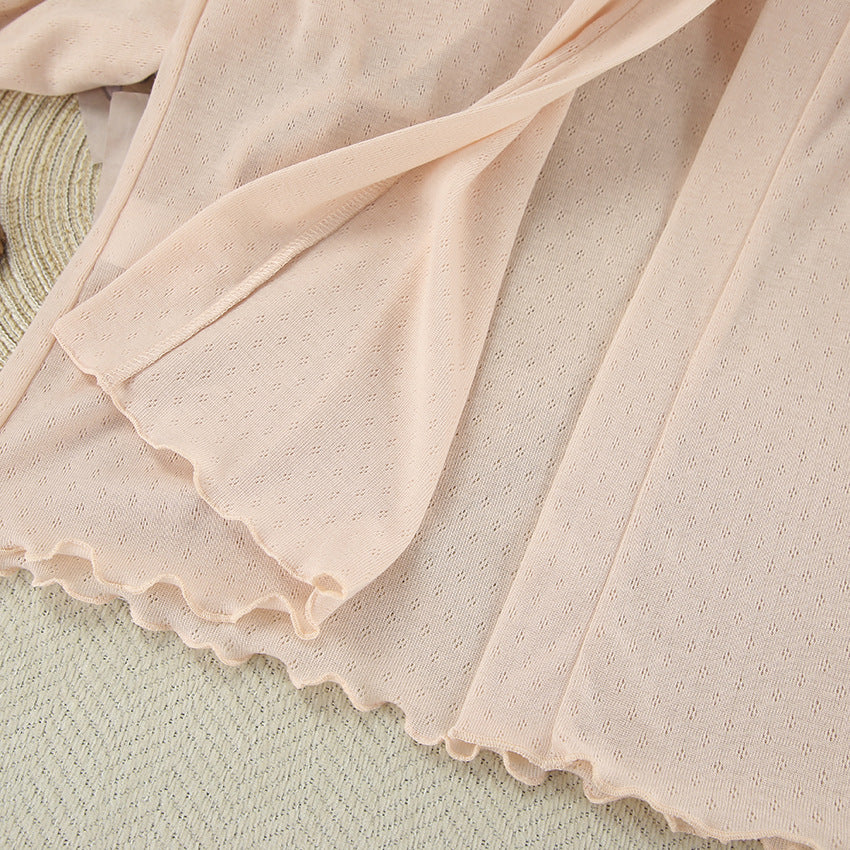 Delicate blush pink sheer Langry fashion nightgown fabric with dotted texture
