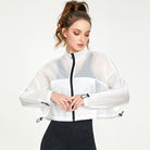 Sheer white cropped jacket from Casual Loose Cardigan, ideal for fashion and ملابس