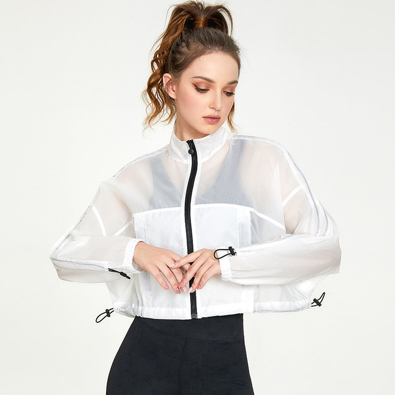 Sheer white cropped jacket from Casual Loose Cardigan, ideal for fashion and ملابس