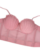 Pink Seashell Bra with Pearl Accents in Langry Fashion Mesh Corset