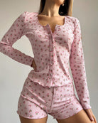 Knitted Shorts Three Piece Set Pajamas