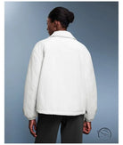 White boucle langry fashion jacket with balloon sleeves and high collar