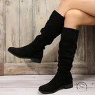 Pile Suede Slip on Knee High Boots