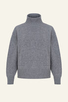 Langry grey turtleneck sweater with ribbed knit texture for winter fashion