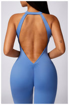 Sleek light blue langry fashion swimsuit in Beautiful Hip Raise Yoga Jumpsuit