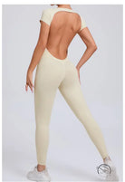 Cream-colored langry fashion yoga bodysuit, tight quick-drying ملابس