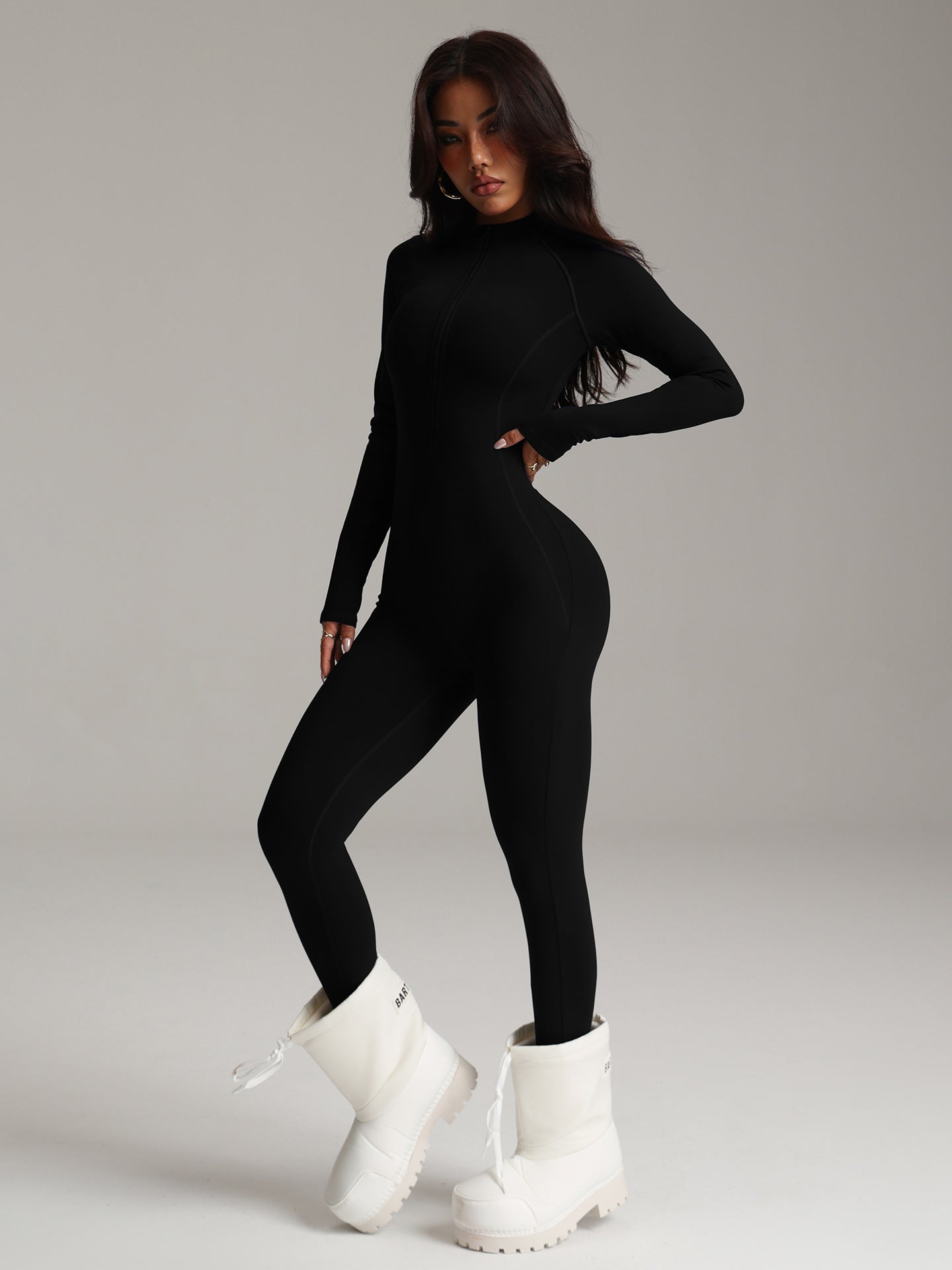 White fluffy Langry boot with lace-up design and chunky heel for fashion ملابس