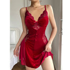 Red lace-trimmed nightgown from Velvet Sleepwear Passion Temptation collection