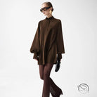 Beautiful lace up A-line short dress with brown satin blouse