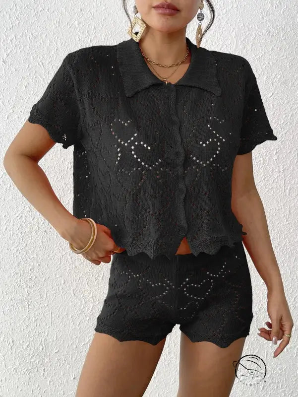 Black crochet knit shorts from beautiful beach sets
