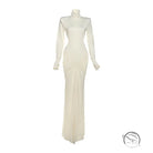 Beautiful high collar maxi dress in cream with draped bodice