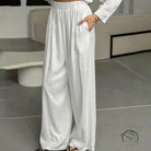 White wide-leg palazzo pants in pure cotton cardigan loose pajamas
