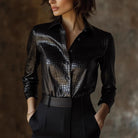 Faux Leather Top Autumn Winter