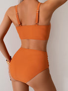 Orange two-piece swimsuit from Hot High Waist Split Swimsuit Bikini for stylish summer fashion