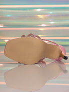 Langry one strap floral rhinestone high heel in pink white leather fashion