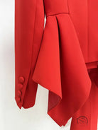 Red asymmetrical langry fashion blazer in gorgeous slim top set