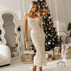 Elegant white cutout party dress by Langry fashion