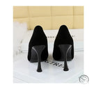 Black suede stiletto high heels from Langry fashion collection