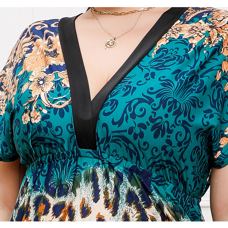 Patterned v-neck dress from Holiday Beach Dress collection showcasing fashionable ملابس