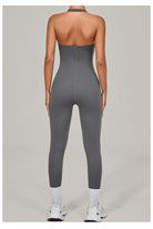 Sleek langry fashion halter yoga jumpsuit in gray one-piece ملابس