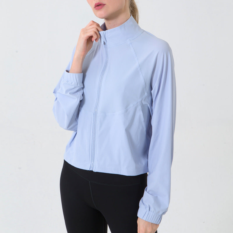 Autumn Winter Zip Up Shirt Women Girllulu Sports Top Stand Collar Loose Breathable Fitness Clothes Coat