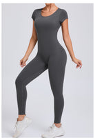 Sleek dark gray Langry fashion yoga bodysuit, tight quick-drying ملابس