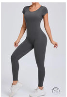Sleek langry fashion yoga bodysuit in dark gray, tight quick-drying ملابس
