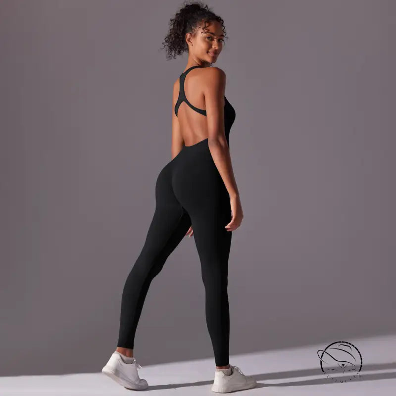 Spring Gym Seamless Shaping Yoga Jumpsuit Integrated Belly Contracting Close Fitting Sports Back one Piece
