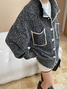 Fashionable Double Pocket Loose Knitted Sweater Coat