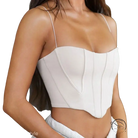 White open chest boning corset crop top in white