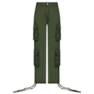 Olive green cargo pants from HIP HOP LOW WAIST DENIM PANTS collection with low waist design