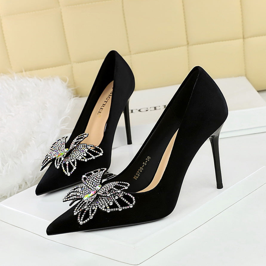 Double Layer Bow Decoration High Heels