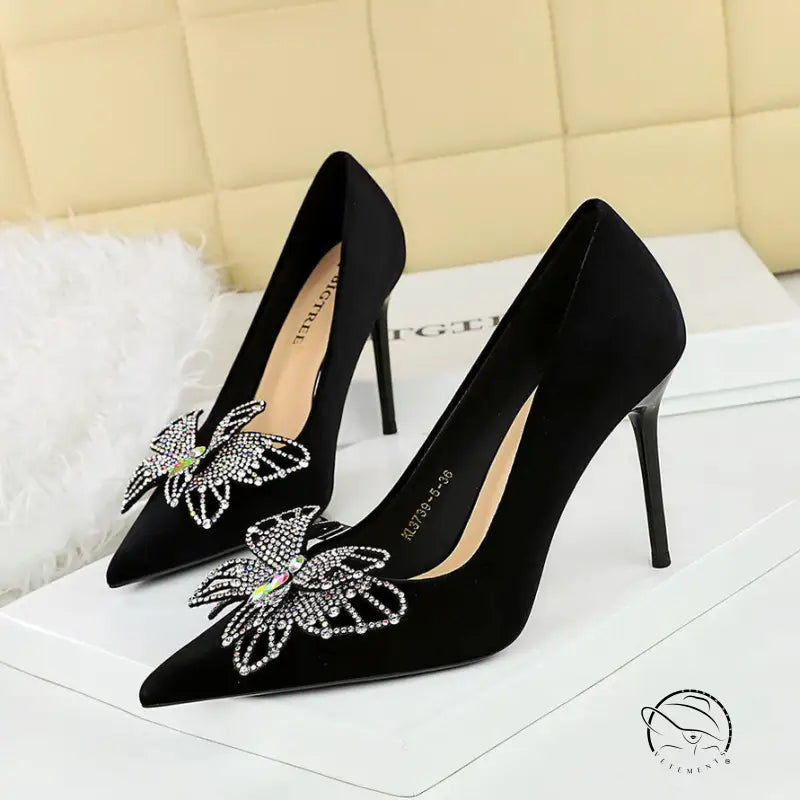 Double Layer Bow Decoration High Heels