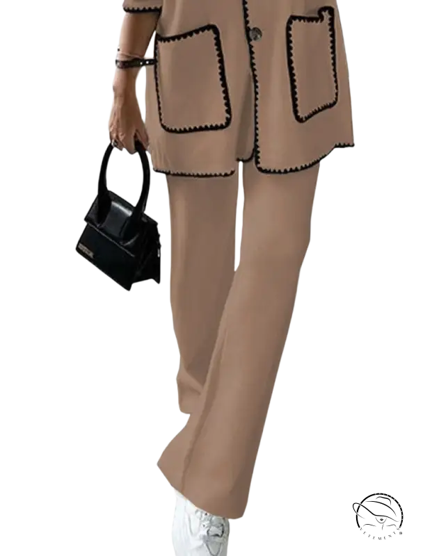 Black leather mini handbag with top handles in women stitching bag set