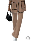 Black leather mini handbag with top handles in women stitching bag set