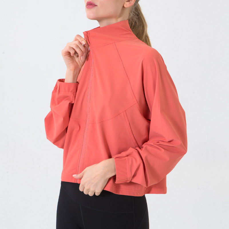 Autumn Winter Zip Up Shirt Women Girllulu Sports Top Stand Collar Loose Breathable Fitness Clothes Coat